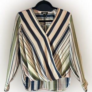 NWT - DKNY - Striped Wrap Top (S)